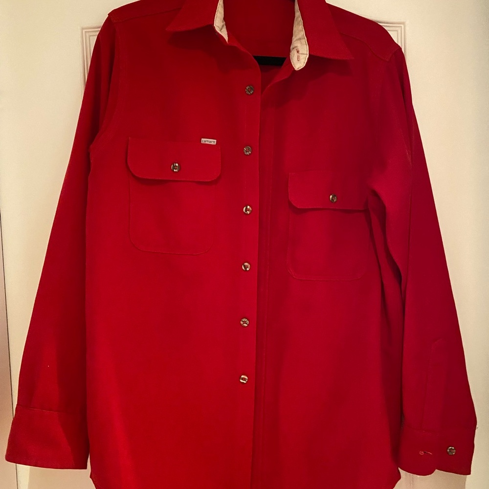Men’s Vintage Red Carhartt Button-Front Work Shirt. New condition